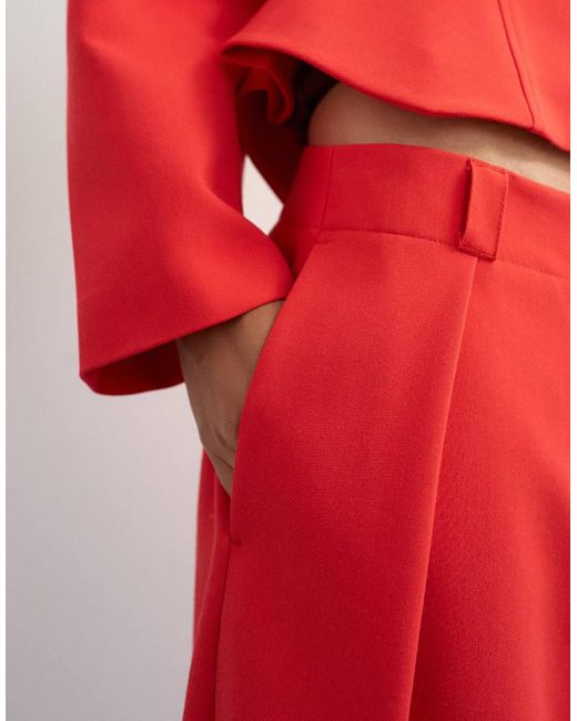 TOPSHOP Tailored Pleat Detail Low Rise Wide Leg Trousers