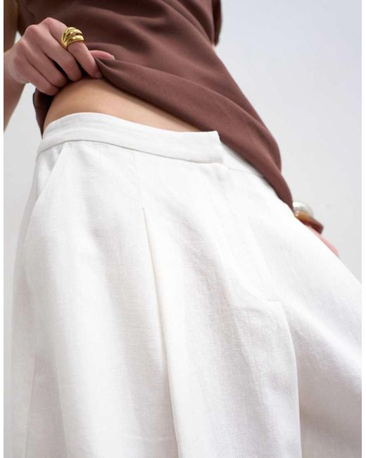 TOPSHOP White Linen A-line Culottes