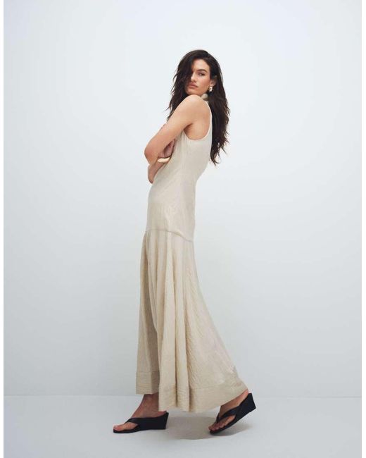 TOPSHOP White Premium Funnel Neck Dropped Waist Maxi Dress