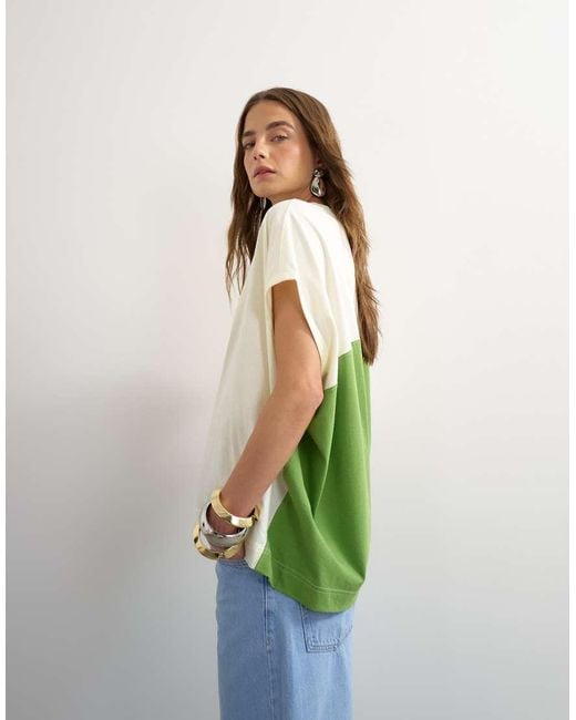 TOPSHOP Green Colour Block Oversized Tank