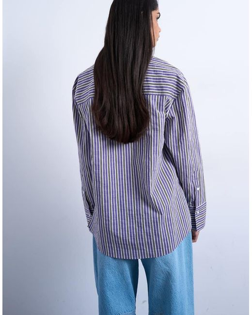 TOPSHOP Purple Asymmetric Placket Waisted Long Sleeve Cinched Shirt