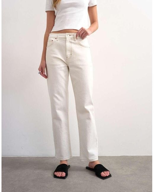 TOPSHOP White Orson Mid Rise Comfort Straight Jean