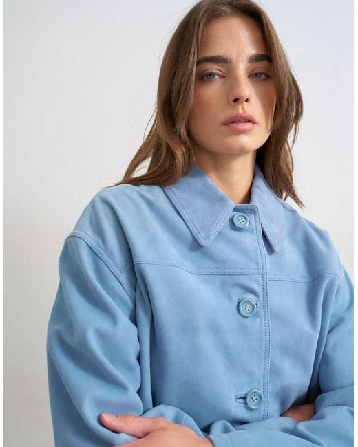 TOPSHOP Blue Premium Suede Jacket