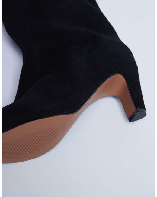 TOPSHOP Black Nelly Real Suede Pointed Toe Slouch Boot