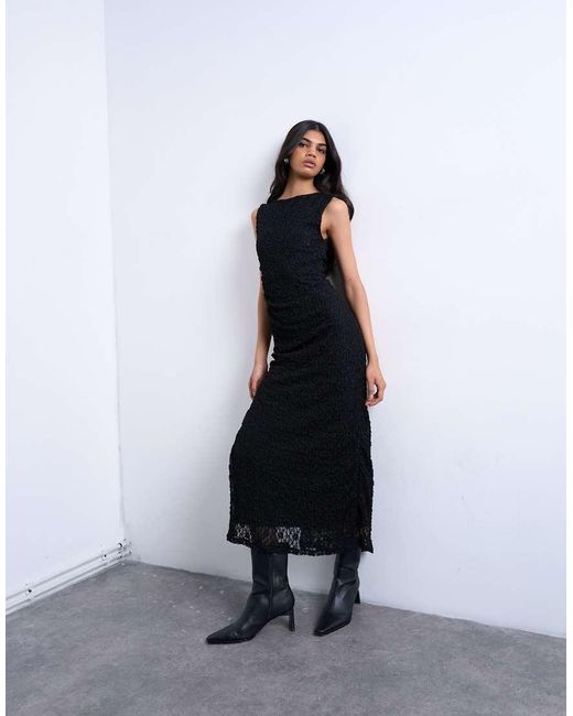 TOPSHOP Gray Lace Sleeveless Maxi Dress With Side Split