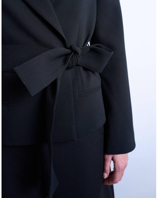 TOPSHOP Blue Cropped Belted Boxy Blazer