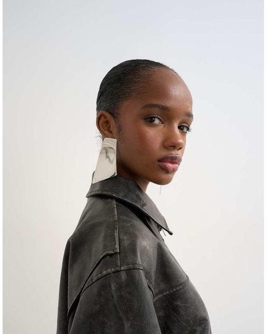 TOPSHOP Blue Pu Zip Through Jacket