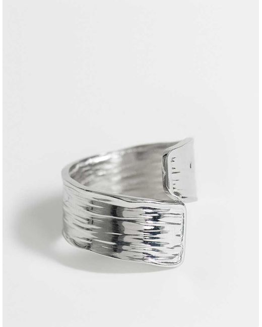 TOPSHOP Gray Rebecca Waterproof Hammered Ring