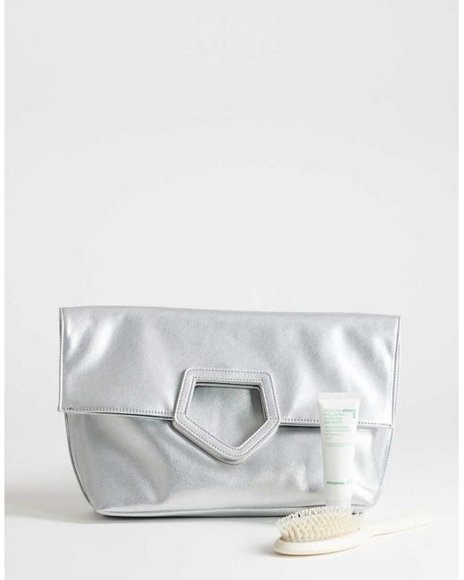 TOPSHOP Gray Gregry Oversized Folded Clutch Bag