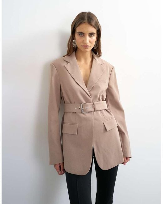 TOPSHOP Natural High Break Belted Blazer