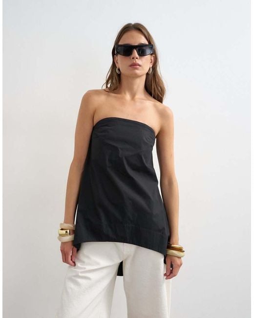TOPSHOP White High Low Bandeau Top