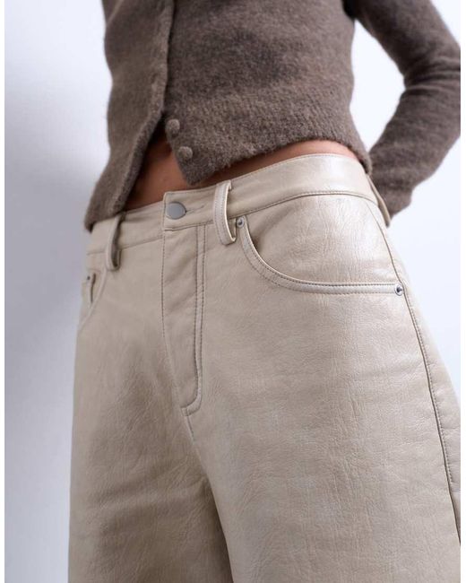 TOPSHOP Gray Faux Leather A Line Trouser