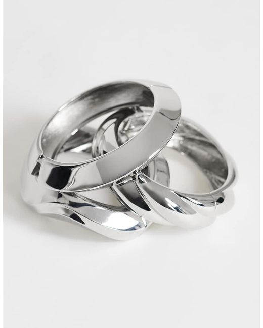 TOPSHOP Gray Fabio 3 Pack Bangles