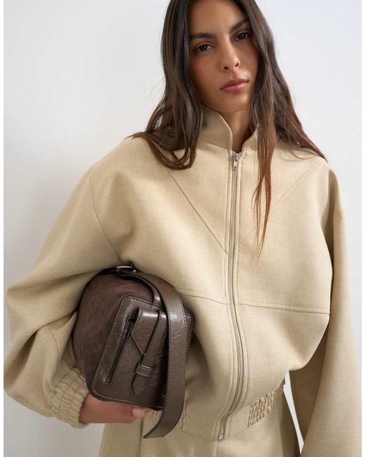 TOPSHOP Natural Co Ord Funnel Neck Jacket