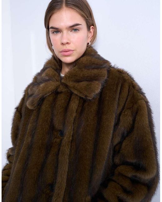 TOPSHOP Brown Faux Fur Short Car Coat