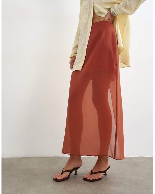 TOPSHOP White Co-ord Organza Column Maxi Skirt