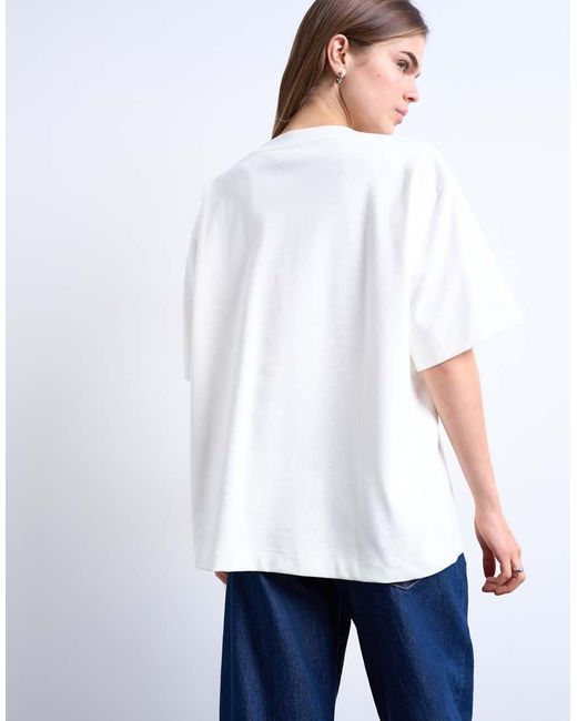 TOPSHOP White V-Neck Premium Interlock Tee
