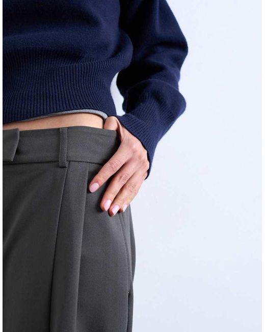 TOPSHOP Blue Tailored Pleated Ovoid Trouser