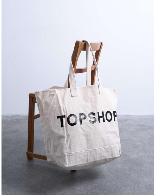 TOPSHOP Black Large Canvas Tote Bag