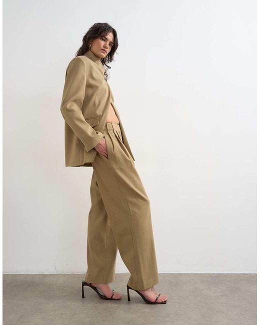 TOPSHOP Natural Triple Pleat Trouser