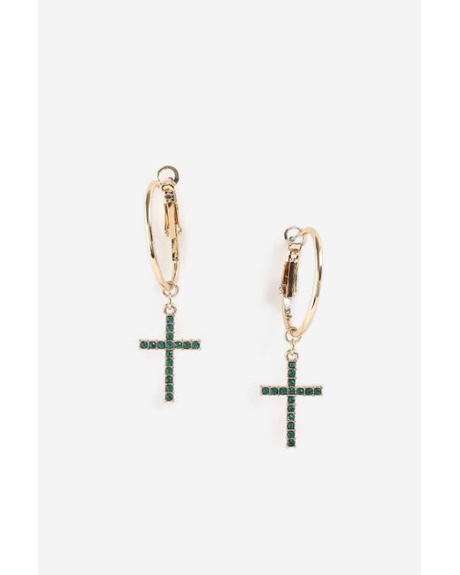 Lyst Top Cross Charm Drop Hoops Earrings In Green Top Green Cross Charm Drop Hoops Earrings Lyst