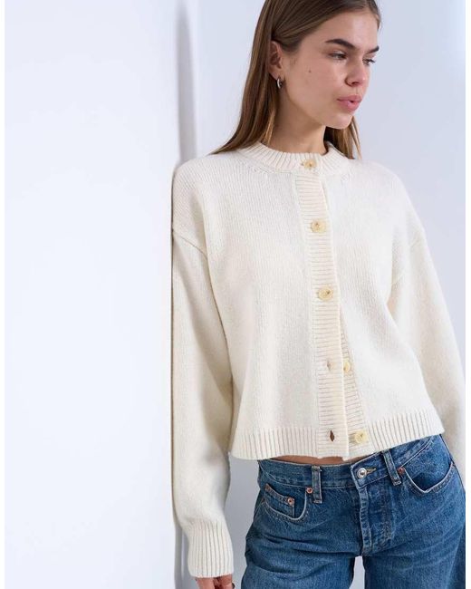 TOPSHOP Blue Knit Premium 100% Lambswool Cardigan