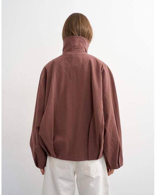 TOPSHOP Red Funnel Neck Bomber Jacket