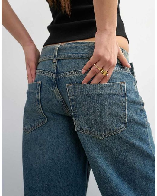 TOPSHOP Blue Low Rise Belted Jean