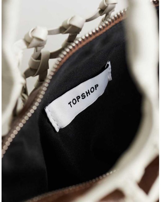 TOPSHOP White Shia Medium Woven Shoulder Bag