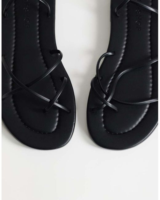 TOPSHOP Brown Emma Strappy Flat Sandal
