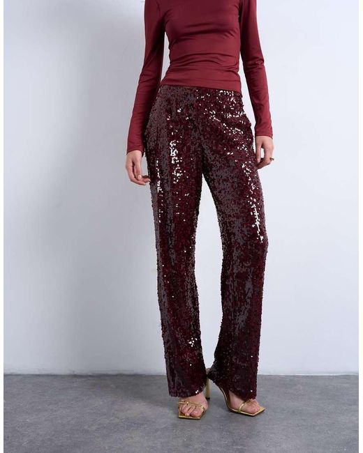 TOPSHOP Purple Sequin Tailored Trouser