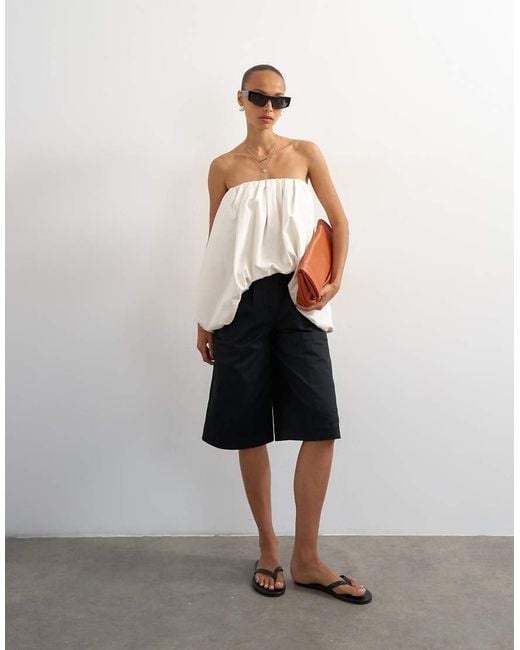 TOPSHOP White Bubble Hem High Low Bandeau