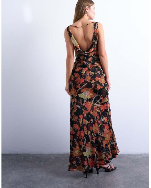 TOPSHOP White Double Layer Cowl Maxi Dress