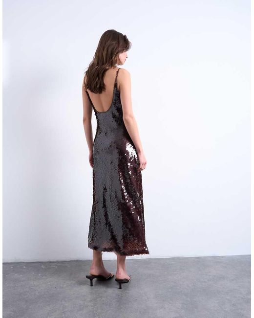 TOPSHOP White Sequin Maxi Slip Dress