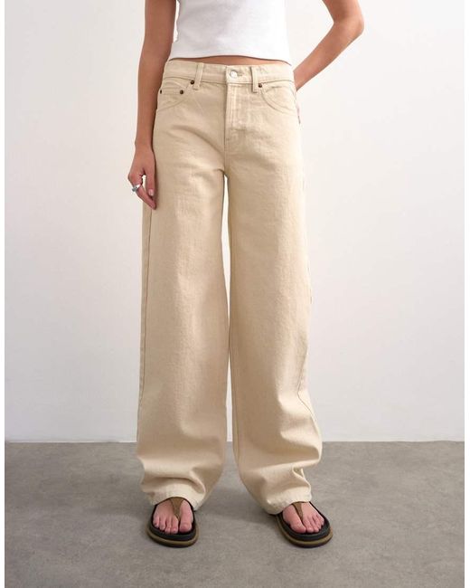 TOPSHOP Natural Cinch Low Rise Relaxed Jean