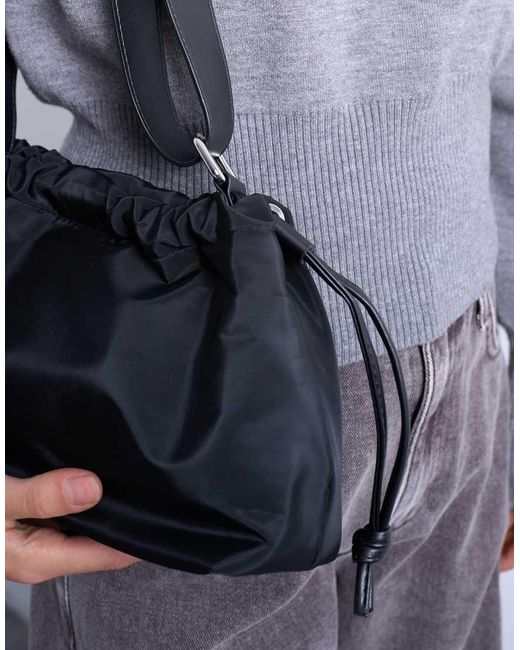TOPSHOP Gray Charlie Medium Nylon Cross Body Bag