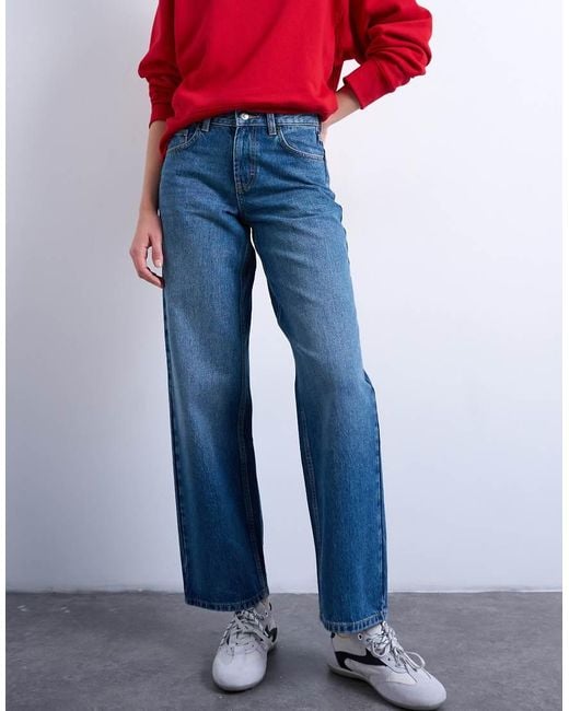 TOPSHOP Red Cinch Low Rise Relaxed Jeans