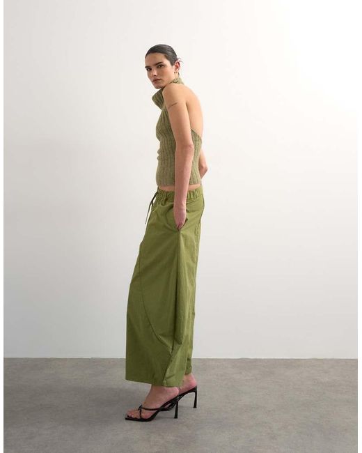 TOPSHOP Green Techy Oversized Ovoid Mid Length Trouser