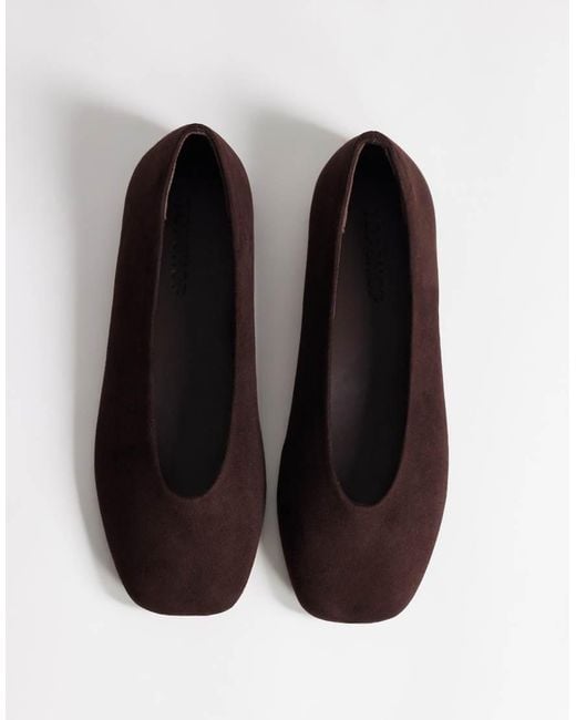 TOPSHOP White Duke Faux Suede Chiselled Ballet Flat
