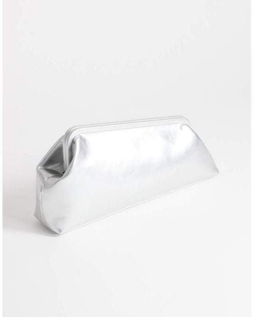 TOPSHOP White Anna Medium Angular Clutch Bag