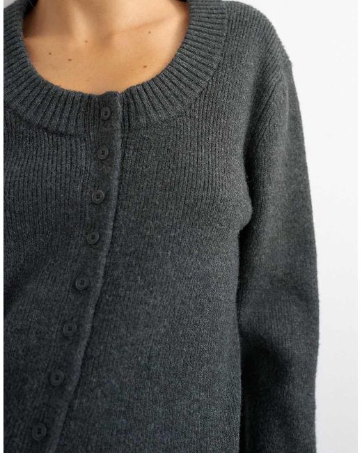TOPSHOP Blue Knitted Scoop Neck Cardigan