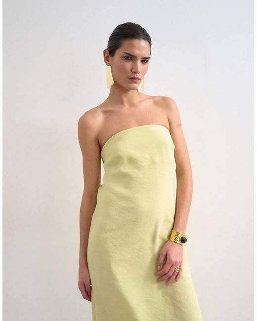 TOPSHOP Natural Cowl Back Bandeau Midi Dress