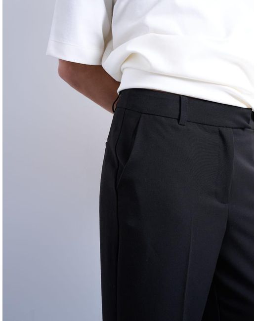 TOPSHOP Blue Pleated Straight Leg Trouser