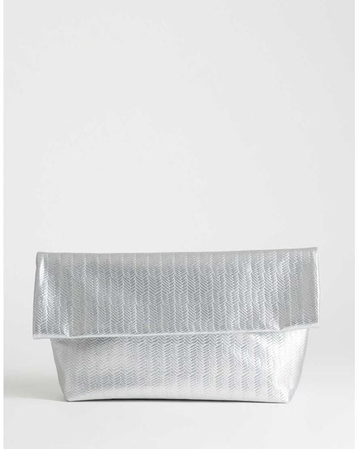 TOPSHOP Blue George Weave Oversized Clutch Bag