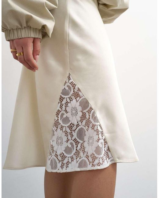 TOPSHOP White Lace Insert Awkward Length Midi Skirt