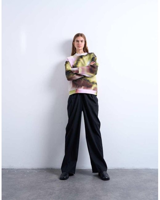TOPSHOP White Abstract Print Oversized Sweat