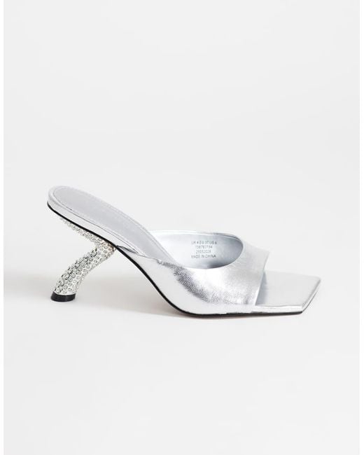 TOPSHOP White Octavia Strappy High Diamante Heel Sandal