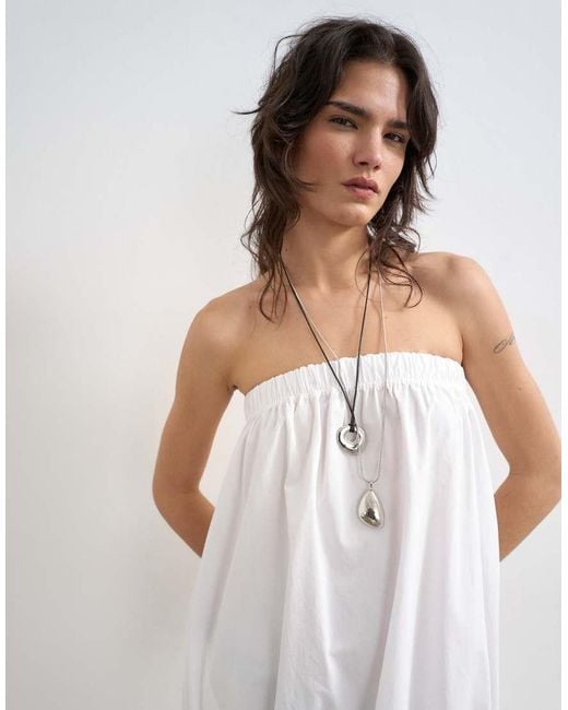 TOPSHOP White Poplin Bandeau Super Dropped Waist Maxi Dress