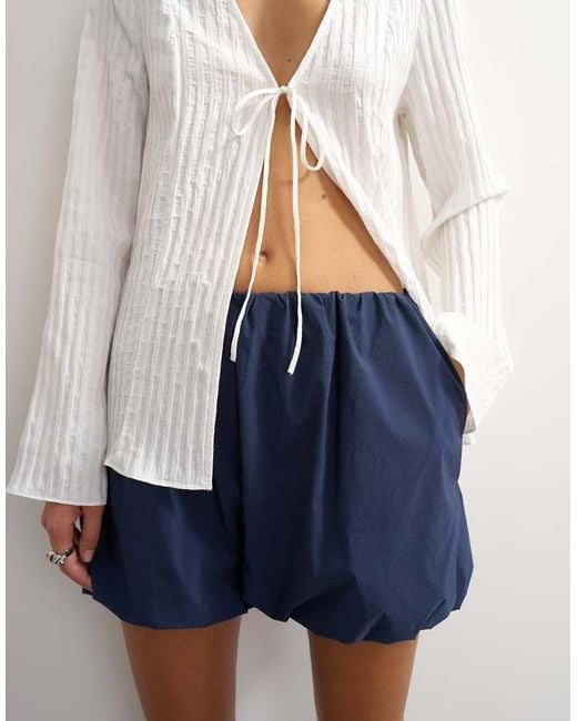 TOPSHOP Blue Techy Bubble Hem Shorts