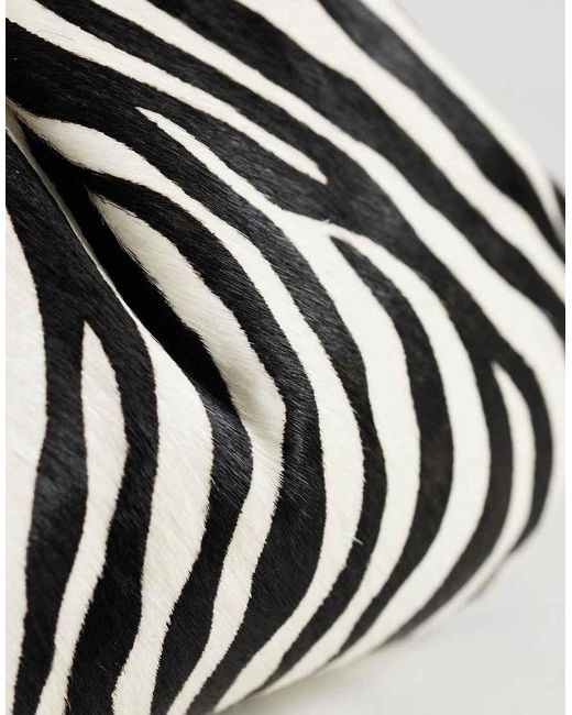 TOPSHOP White Clover Hair On Real Leather Clutch Bag